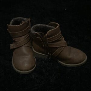 Brown Ankle Boots with Wrap-Around Straps